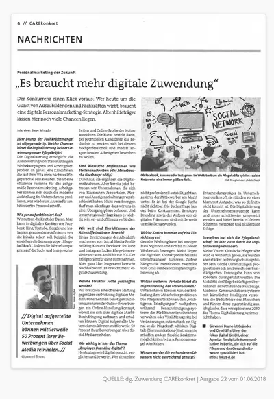 CAREkonkret "Es braucht mehr digitale Zuwendung" – Beleg