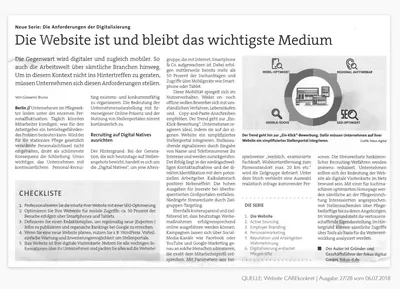 CAREkonkret Die Website ist und bleibt das wichtigste Medium – Beleg