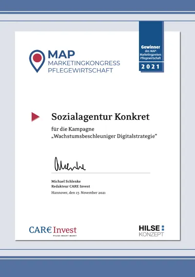 AUSZEICHNUNG | Marketingkongress Pflegewirtschaft – Beleg